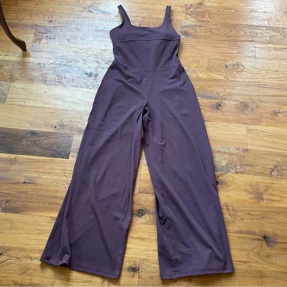 Fabletics PureLuxe Wide Leg Oxblood Burgundy Jumpsuit NWT size M reg - Picture 6 of 11